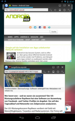 Abbildung 2: Dank Floating Browser Flux! haben Sie mehrere Internetseiten im Blick.