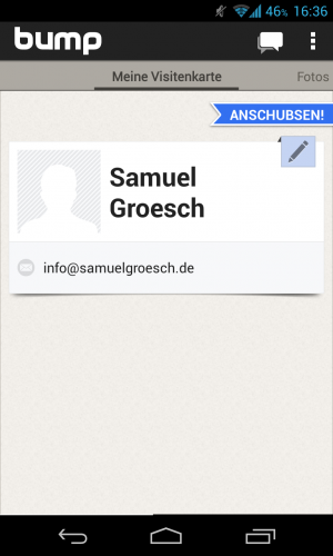 Abbildung 1: Einmal eingerichtet lassen sich die Visitenkarten recht einfach teilen.