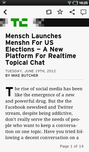 Abbildung 5: Im Fluss: Für Flipboard optimierte Dienste bereiten Inhalte lesefreundlich auf.