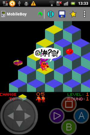 Abbildung 11: Keiner flucht so schön wie Q-Bert: Das Spiel liegt dem Emulator MobileBoy bereits bei.