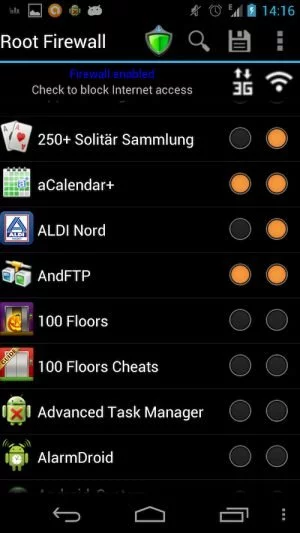 Abbildung 5: Root Firewall und noch ein paar andere Apps haben ähnliche Eigenschaften wie DroidWall.