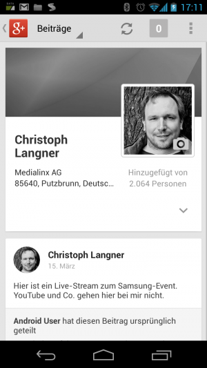 Abbildung 2: Google+ dient Google auch als Online-Bilderbuch für mit dem Handy geschossene Bilder.