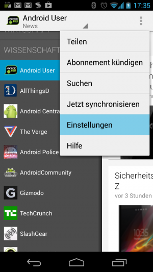Abbildung 8: Damit Sie auch ohne Netz immer Lesestoff haben, synchronisiert Google Currents ihre Nachrichtenstreams.