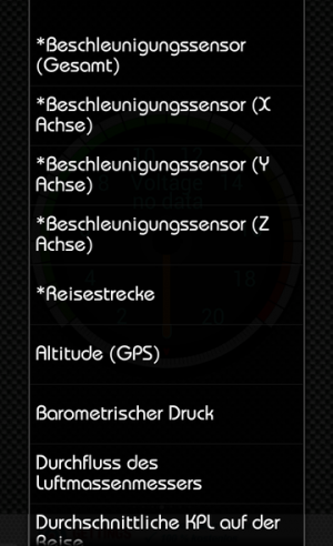 Abbildung 2: Die Auswahl der Datenanzeige wird zumeist in deutsch beschrieben, wird aber leider nicht ganz konsequent umgesetzt.