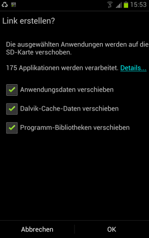Abbildung 2: Link2SD verschiebt auch größere Mengen an Apps ohne zu murren.