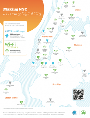 WiFi und Solar-Strom gibt es in New York an vielen Orten. (Grafik: AT&T; Foto: Techcrunch)