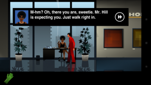 Die Sekretärin von Mr. Hill hat keine Lust, sich mit Ihnen groß zu unterhalten -- noch nicht.