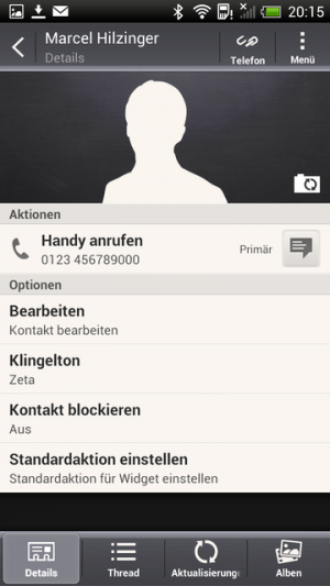 Abbildung 3: HTC geht einen eigenen Weg, hier finden Sie die Klingelton-Auswahl direkt in der Kontaktansicht.