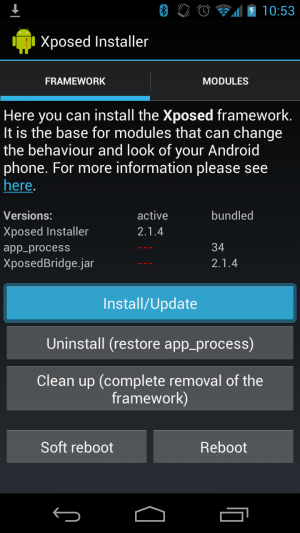 Abbildung 2: Der Xposed Installer verankert das Framework direkt im System.