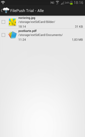 Abbildung 3: Mit FilePush übertragen Sie ganz schnell und simpel Dateien von Ihrem PC auf Ihr Smartphone.