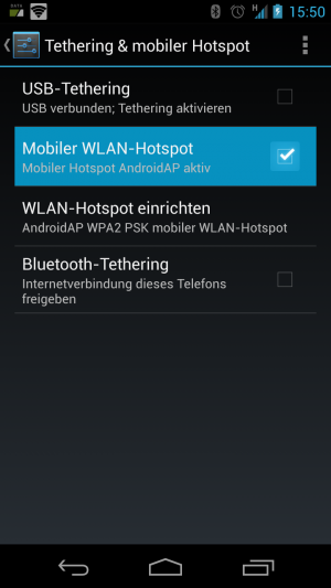 Abbildung 4: Achtung bei WLAN-Tethering! Angebundene Geräten denken Sie wären per WLAN im Internet.