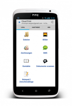 Abbildung 6: Die Android-App Cloud Print ermöglicht das Drucken über Ihre Smartphone.
