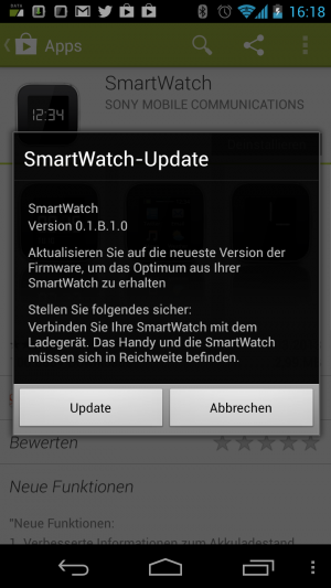 Abbildung 5: Beim ersten Start wird die Firmware der Uhr über das Handy aktualisiert.