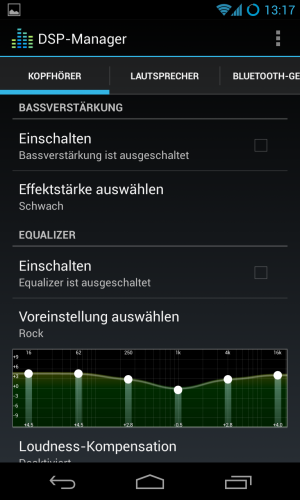 Abbildung 4: Der DSP-Manager gehört zu den akustischen Leckerbissen von CyanogenMod.