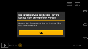Abbildung 1: Watchever verweigert auf gerooteten Androiden den Betrieb sobald ein Film abgespielt wird.