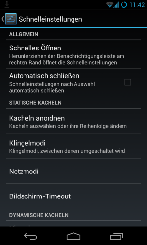Abbildung 2: Die seit Android 4.1 auch bei Google genutzten Schnelleinstellungen stammen von CyanogenMod.