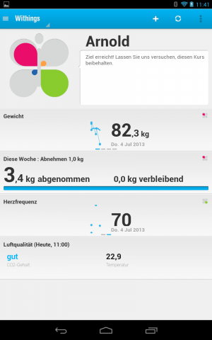 Abbildung 1: Haben Sie sich ein Gewichtsziel gesetzt, begleiten Sie Waage und App bei Ihrem Vorhaben.