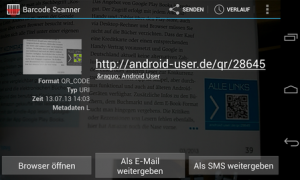 Abbildung 3: Mit dem Zxing Barcode Scanner teste ich, ob die QR-Codes in den Artikeln keinen Fehler enthalten.