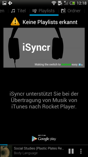 Abbildung 4: Mit iSyncr übertragen Sie Songs, Playlisten, Podcasts und mehr von iTunes.