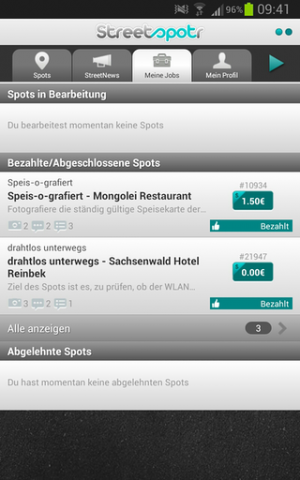 Abbildung 8: Die Jobs sind schnell erledigt, die Bezahlung erfolgt sofort.