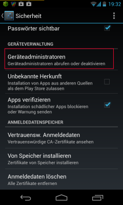 Hier finden sich die Apps mit den besonderen Rechten.