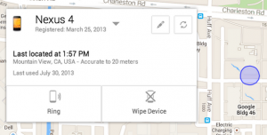 Abbildung 12: Über Google Maps lässt sich das Handy dann orten oder gar komplett fernschlöschen.
