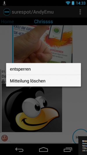 Abbildung 11: Der Empfänger eines Bildes kann dieses nur dann speichern, wenn Sie es freigeben.