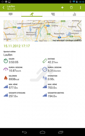 Abbildung 3: Endomondo ist für meine Begriffe der schönste GPS-Tracker, den Google Play zu bieten hat.