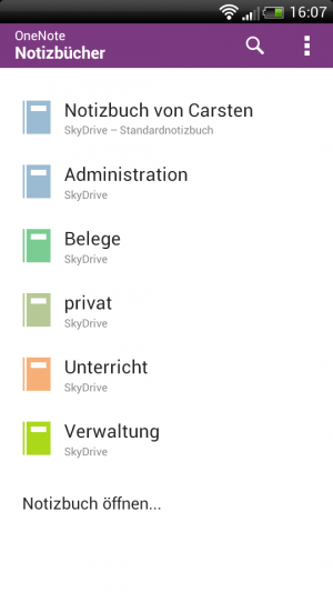 Abbildung 2: Im Homescreen von OneNote finden Sie eine Übersicht über alle Notizbücher.