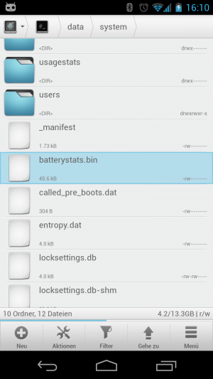 Abbildung 6: Die Datei batterystats.bin enthält keine Informationen über den Handy-Akku selber.