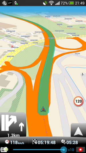 Abbildung 8: Auch die 3D-Ansicht im Navigationsmodus während der Fahrt weiss zu überzeugen.