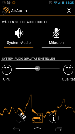 Abbildung 2: Je nach Prozessor-Leistung lässt sich die Audio-Qualität des Streams anpassen.