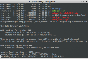 Abbildung 3: Der Autopatcher lädt unter Linux die zum Patchen benötigten Tools aus dem Internet.