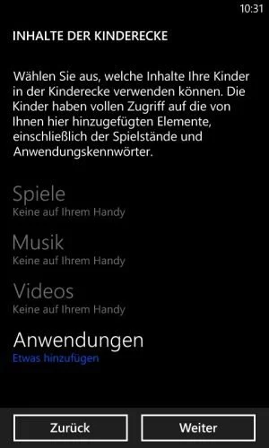 Abbildung 5: Geben Sie in der Kinderecke gezielt Apps und Spiele für Ihren Nachwuchs frei.