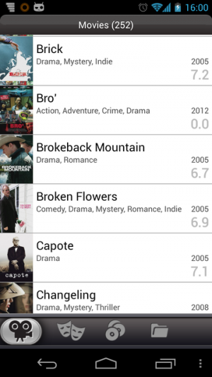 Abbildung 2: In der Official XBMC Remote sehen Sie die Inhalte der XBMC-Mediendatenbank.