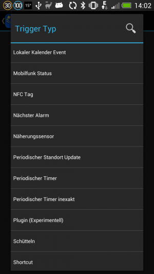 Abbildung 2: Automagic kennt über 120 Events, aufgrund dessen die App einen Flow anschubsen kann.
