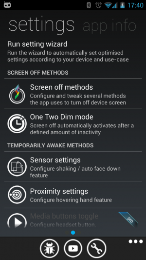Abbildung 2: Auf Ihren Wunsch hin nutzt Screen Standby auch die Sensoren um das Handy zu wecken.
