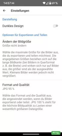 Die Einstellungen von Snapseed