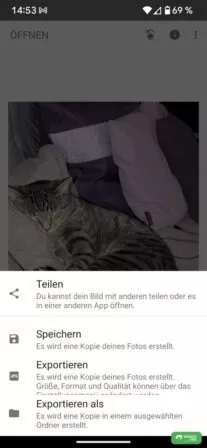 Du teilst oder speicherst dein mit Snapseed bearbeitetes Bild