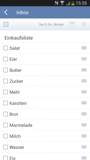 Einkauslisten können als Checklisten gespeichert und leichter abgearbeitet werden.