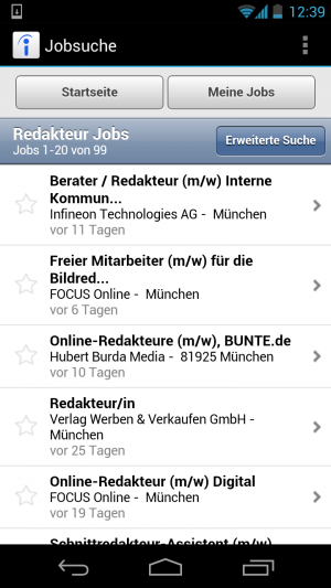 Abbildung 10: Die App Jobsuche findet sehr viele freie Stellen.