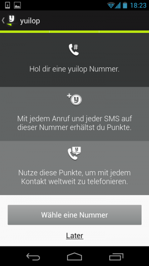 Abbildung 5: Mit Yuilop kann man gratis telefonieren und SMS-Nachrichten verschicken.