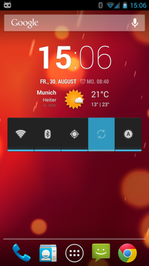 Abbildung 8: Über das Energiesteuerung-Widget lässt sich die Synchronisierung mit einem Klick abschalten.