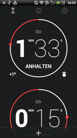 Abbildung 4: Stoppuhr und eine freie Anzahl an Timern geben der Jelly-Bean-Uhr den letzten Schliff.