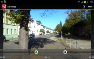 Abbildung 3: Der gewünschte Videoausschnitt wird bei VidTrim mit zwei Schiebereglern markiert.