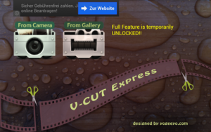 Abbildung 7: Die Trial-Version von V-Cut Express lässt sich erst nach einem Werbebanner-Klick halbwegs brauchbar benutzen.