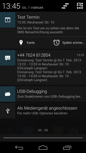 Abbildung 2: Google informiert Sie auf Wunsch per SMS-Kurznachricht über Ihre anstehenden Termine.