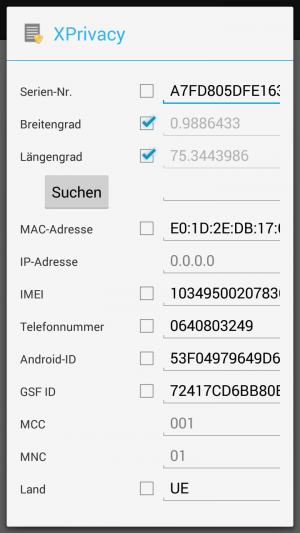 Abbildung 7: In den Einstellungen überschreiben Sie zentrale Gerätedaten mit beliebigen Werten.