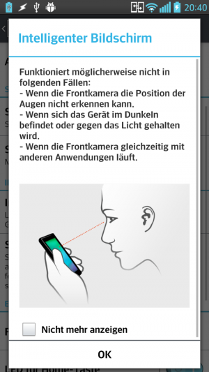 Abbildung 10: Der intelligente Bildschirm dimmt nicht mehr ab, wenn Sie längere Texte lesen.