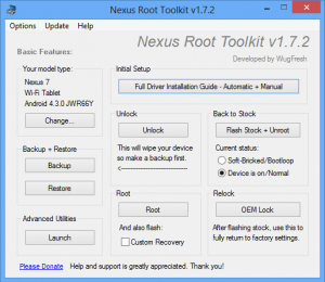 Abbildung 3: Mit dem Nexus Root Toolkit rooten und flashen Sie unter Windows das neue Nexus 7.